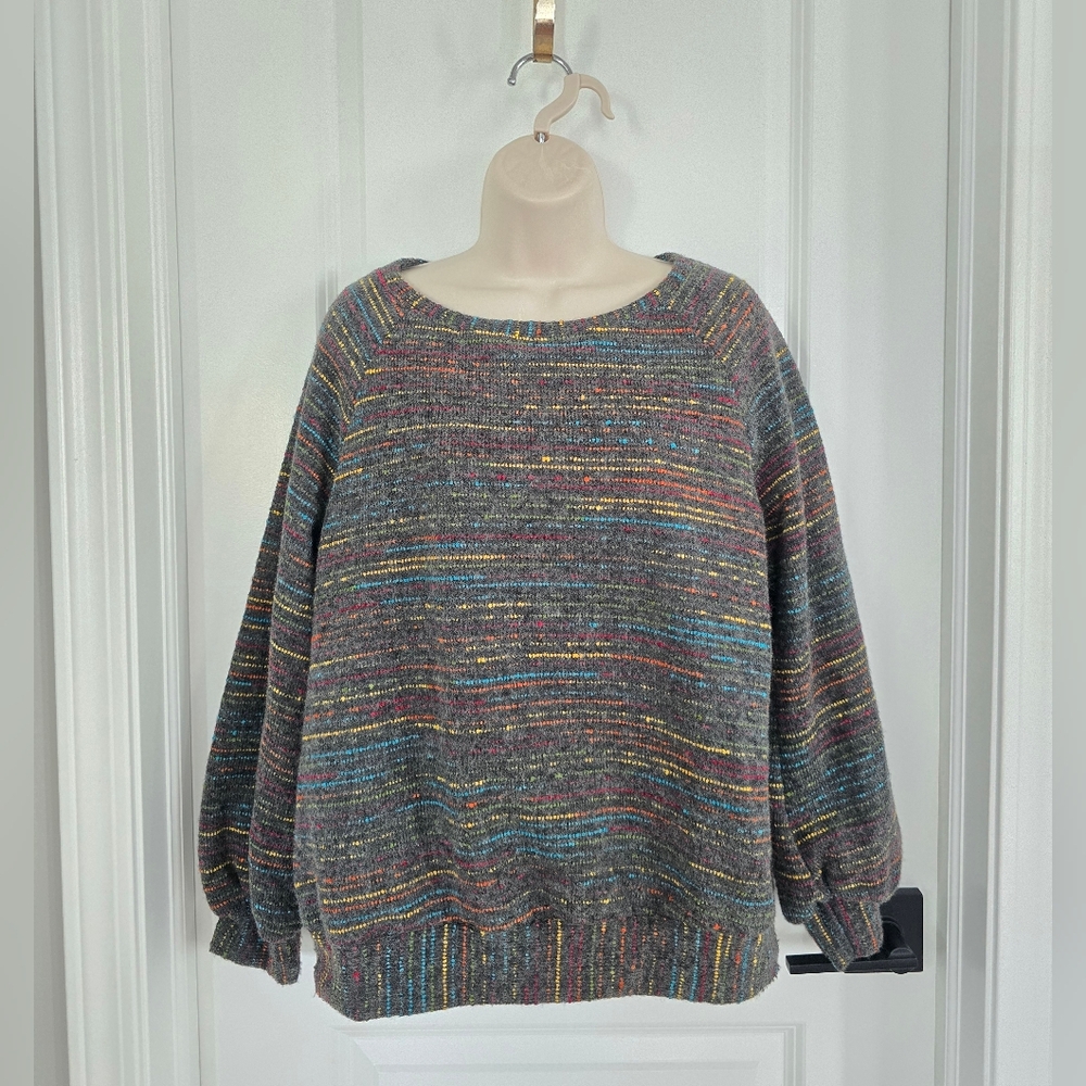 NWT Hailey & Co Colorful Striped Women's Crew Neck Sweater Sz Medium